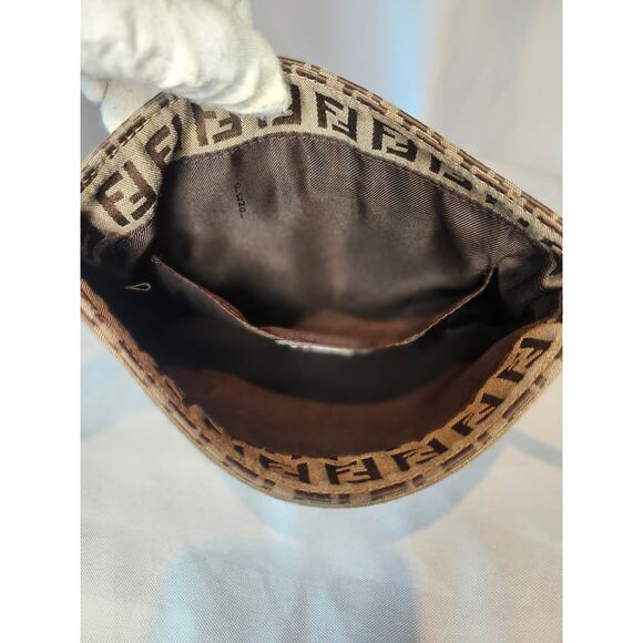 Fendi Vintage Zucchino Zucca Canvas Crossbody Bag Brown FF logo Messenger - Picture 12 of 15